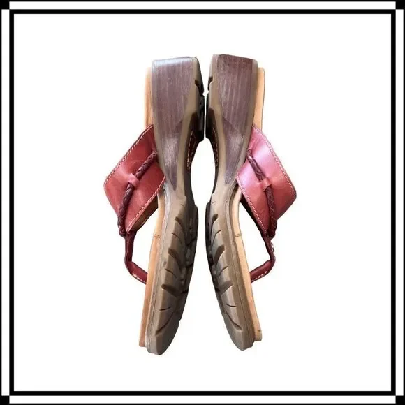 EUC! Timberland Red Leather Flip Flop/Sandal, Size 7 - Picture 2 of 4